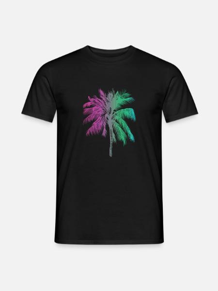 Tropischer Regenbogen Palmen Strand Sonne - Männer T-Shirt - Schwarz