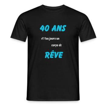 40 ans et toujours un corps de rêve - T-shirt homme - noir - Devant - AI Model Male 178 light (178cm)