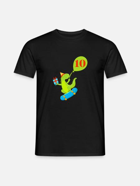10th Anniversary Cute Dinosaur - Men's T-Shirt - black
