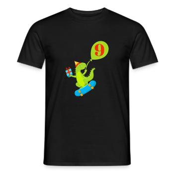 9th Birthday Cute Dinosaur - Men's T-Shirt - black - Front - AI Model Male 178 light (178cm)