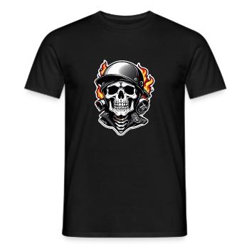 moto style retro - crane et squelette - T-shirt homme - noir - Devant - AI Model Male 178 light (178cm)