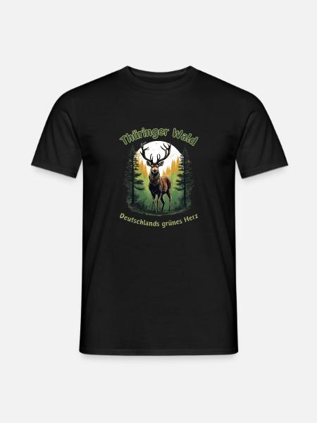 Thuringia-Germany's Green Heart Deer - Men's T-Shirt - black