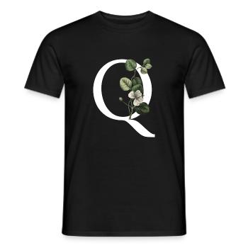 Letter Q Botanical Green - Men's T-Shirt - black - Front - AI Model Male 178 light (178cm)