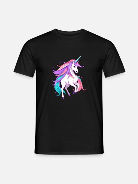 Strahlendes lila Einhorn Fantasy Illustration - Männer T-Shirt - Schwarz