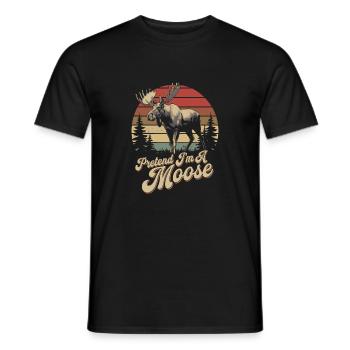 Moose humor for animal lovers - Men's T-Shirt - black - Front - AI Model Male 178 light (178cm)