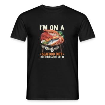 Régime alimentaire à base de fruits de mer - T-shirt homme - noir - Devant - AI Model Male 178 light (178cm)