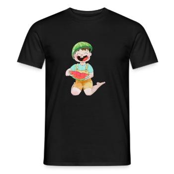 Glückliches Kind mit Wassermelone - Männer T-Shirt - Schwarz - Vorne - AI Model Male 178 light (178cm)