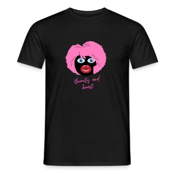 Portrait: Beauty and beast - Männer T-Shirt - Schwarz - Vorne - AI Model Male 178 light (178cm)