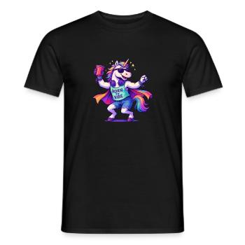 20250801 2218 Festival Einhorn im Dockville Vib - Männer T-Shirt - Schwarz - Vorne - AI Model Male 178 light (178cm)