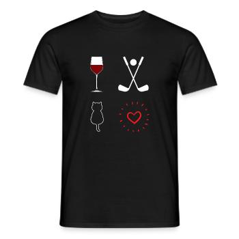 femme vin rouge golf et chat - T-shirt homme - noir - Devant - AI Model Male 178 light (178cm)
