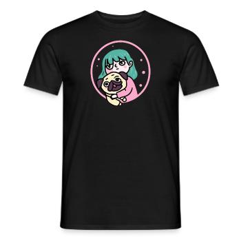 Mädchen mit Mops Hund Puppy - Männer T-Shirt - Schwarz - Vorne - AI Model Male 178 light (178cm)