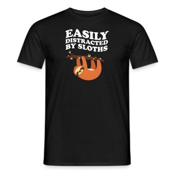 Easily Distracted By Sloth's Sloth Saying - Men's T-Shirt - black - Front - AI Model Male 178 light (178cm)