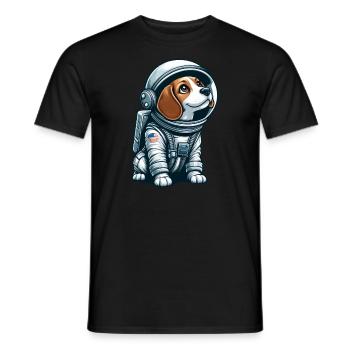 Beagle astronaut in space - Men's T-Shirt - black - Front - AI Model Male 178 light (178cm)