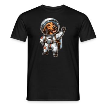 Dachshund Astronaut Space Science Fiction - Men's T-Shirt - black - Front - AI Model Male 178 light (178cm)