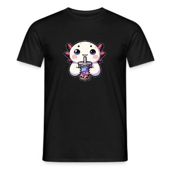 Axolotls Drink Bubble Tea Galaxy Boba Axolotl - Men's T-Shirt - black - Front - AI Model Male 178 light (178cm)