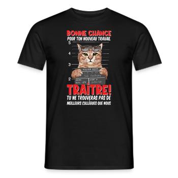 Départ Collègue Travail & Nouvel Emploi, Bn Chance - T-shirt homme - noir - Devant - AI Model Male 178 light (178cm)