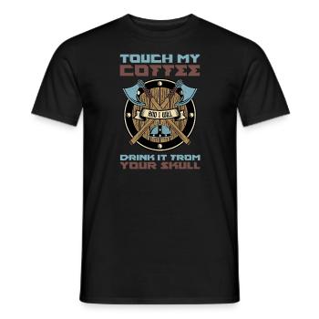 Do not touch my coffee | Viking skull - Men's T-Shirt - black - Front - AI Model Male 178 light (178cm)
