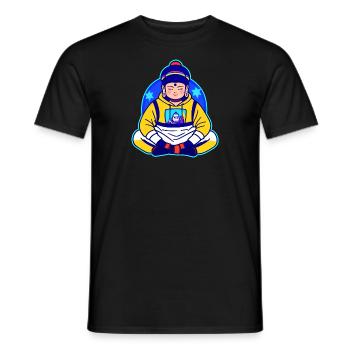 Niedlicher Buddha in Yoga Position mit Hoodie - Männer T-Shirt - Schwarz - Vorne - AI Model Male 178 light (178cm)