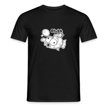 Witziger, verrückter Fisch macht Blubb - Spruch - Männer T-Shirt - Schwarz - Vorne - AI Model Male 178 light (178cm)
