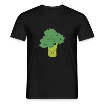 Kawaii Brocoli Légumes vegan - T-shirt homme - noir - Devant - AI Model Male 178 light (178cm)