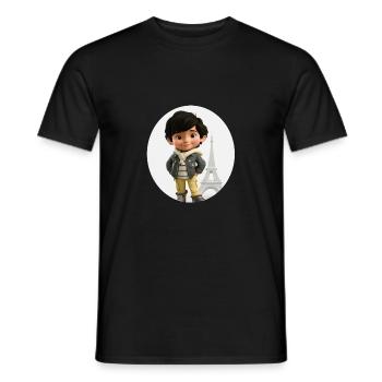 TOUR EIFFEL - Garçon souriant - Touriste - T-shirt homme - noir - Devant - AI Model Male 178 light (178cm)