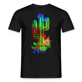 Cactus, Mexique, Old School, Rétro, Style de tatouage - T-shirt homme - noir - Devant - AI Model Male 178 light (178cm)