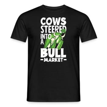 Les vaches se dirigent vers une journée des investisseurs sur le marché haussier - T-shirt homme - noir - Devant - AI Model Male 178 light (178cm)