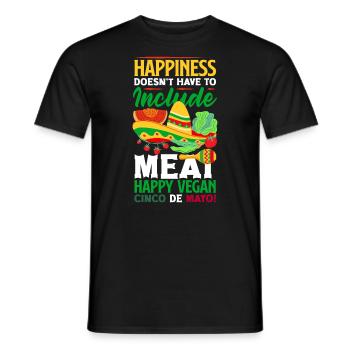Happiness doesn't have to include meat Vegan - Männer T-Shirt - Schwarz - Vorne - AI Model Male 178 light (178cm)