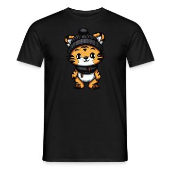 Tiger Winter Comic - Men's T-Shirt - black - Front - AI Model Male 178 light (178cm)