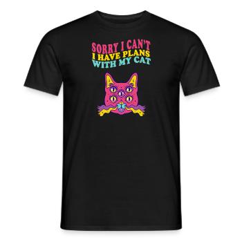 Désolé, je ne peux pas, j’ai des projets avec ma fête Cat Katze - T-shirt homme - noir - Devant - AI Model Male 178 light (178cm)