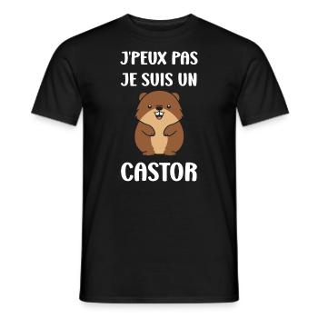 Humour petit castor - T-shirt homme - noir - Devant - AI Model Male 178 light (178cm)