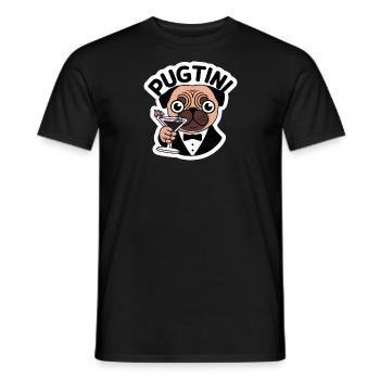 Cartoon Pug Dog With Bow Tie and Martini Glass - Men's T-Shirt - black - Front - AI Model Male 178 light (178cm)