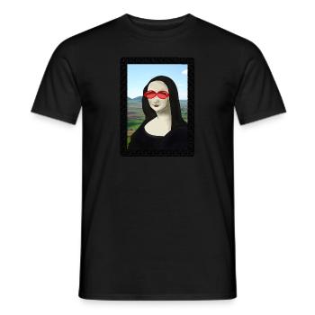 Mona Lisa mit Sonnenbrille - Männer T-Shirt - Schwarz - Vorne - AI Model Male 178 light (178cm)
