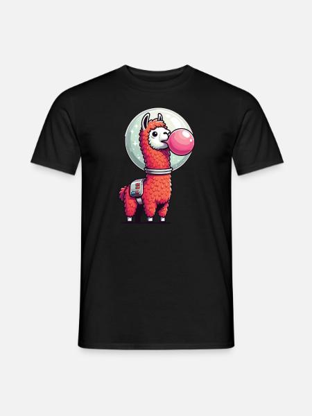 Lama-Astronaut - Männer T-Shirt - Schwarz