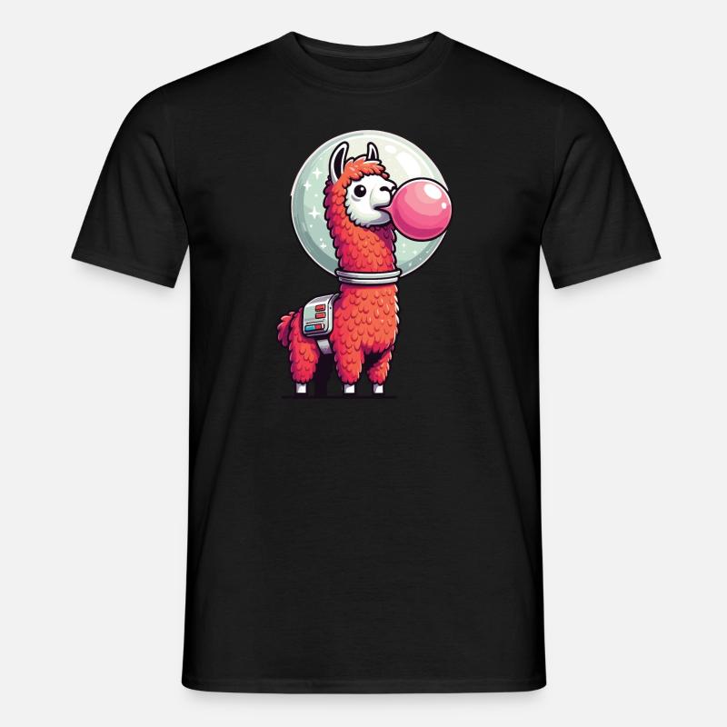 Lama-Astronaut - Männer T-Shirt - Schwarz