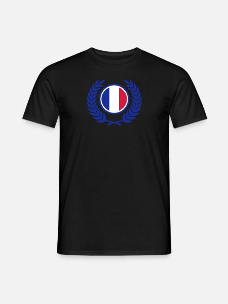 France (drapeau et couronne de laurier) - T-shirt homme - noir