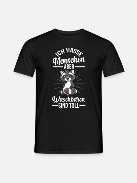 Ich hasse Menschen Waschbären Waschbär - Männer T-Shirt - Schwarz