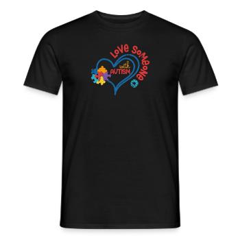 AUTISME AMOUR COEUR PUZZLE SYNDROME DICTON MOTIF - T-shirt homme - noir - Devant - AI Model Male 178 light (178cm)