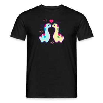 Two dinosaurs and heart - Men's T-Shirt - black - Front - AI Model Male 178 light (178cm)
