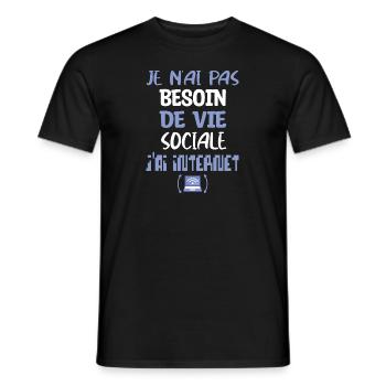 Maillot humour internet geek gamer jeux vidéo - T-shirt homme - noir - Devant - AI Model Male 178 light (178cm)