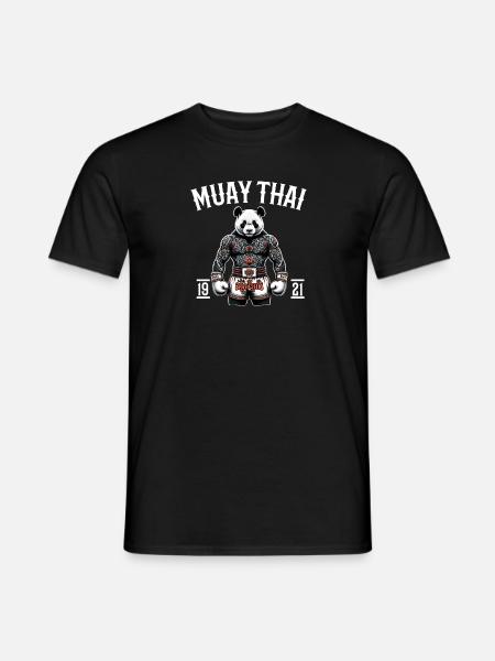 Muay Thai Panda - Kickboxen und Panda Thai Boxen - Männer T-Shirt - Schwarz