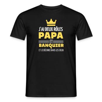 J AI DEUX ROLES PAPA ET BANQUIER - T-shirt homme - noir - Devant - AI Model Male 178 light (178cm)