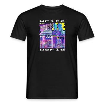 write world - Männer T-Shirt - Schwarz - Vorne - AI Model Male 178 light (178cm)