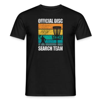 Official Disc Search Team Disc Throwing Folf - Männer T-Shirt - Schwarz - Vorne - AI Model Male 178 light (178cm)