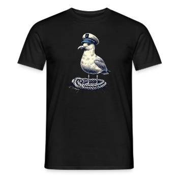 cool seagull with captain's hat - Men's T-Shirt - black - Front - AI Model Male 178 light (178cm)