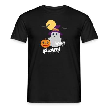 Happy Halloween Spuk Gespenst - Männer T-Shirt - Schwarz - Vorne - AI Model Male 178 light (178cm)