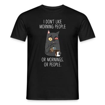 Morning People Moody Kitty Tired Cat Funny - Männer T-Shirt - Schwarz - Vorne - AI Model Male 178 light (178cm)