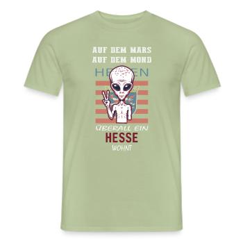Hessen Auf dem Mars Auf dem Mond Bembel Handkäs - Männer T-Shirt - Sage - Vorne - AI Model Male 178 light (178cm)