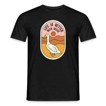 Vie avec des oies, faune, nature, oie mignonne - T-shirt homme - noir - Devant - AI Model Male 178 light (178cm)