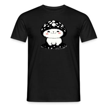 Chat champignon - T-shirt homme - noir - Devant - AI Model Male 178 light (178cm)